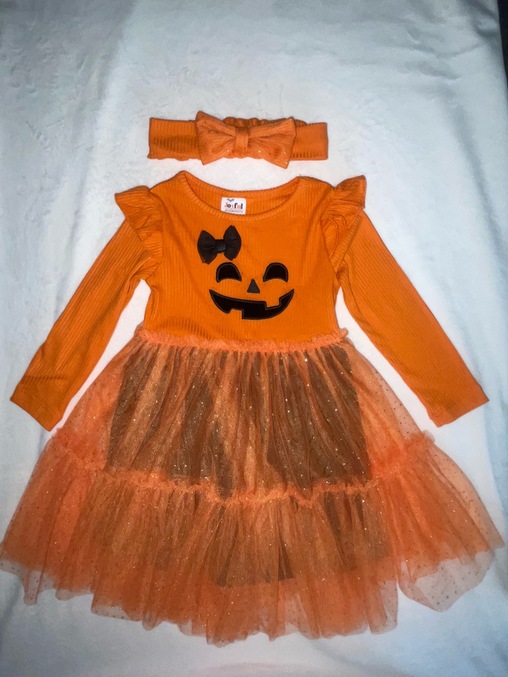 & Other Stories Orange Pumpkin Tulle Dress with Headband